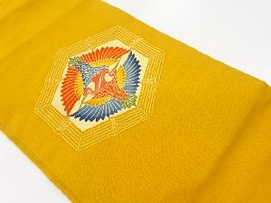 上代紬型染亀甲に向かい鶴模様名古屋帯